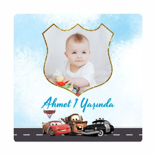 Şimşek Mcqueen Temalı Doğum Günü Magneti